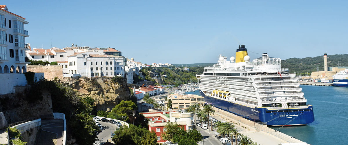 Spirit of Adventure docked in Minorca